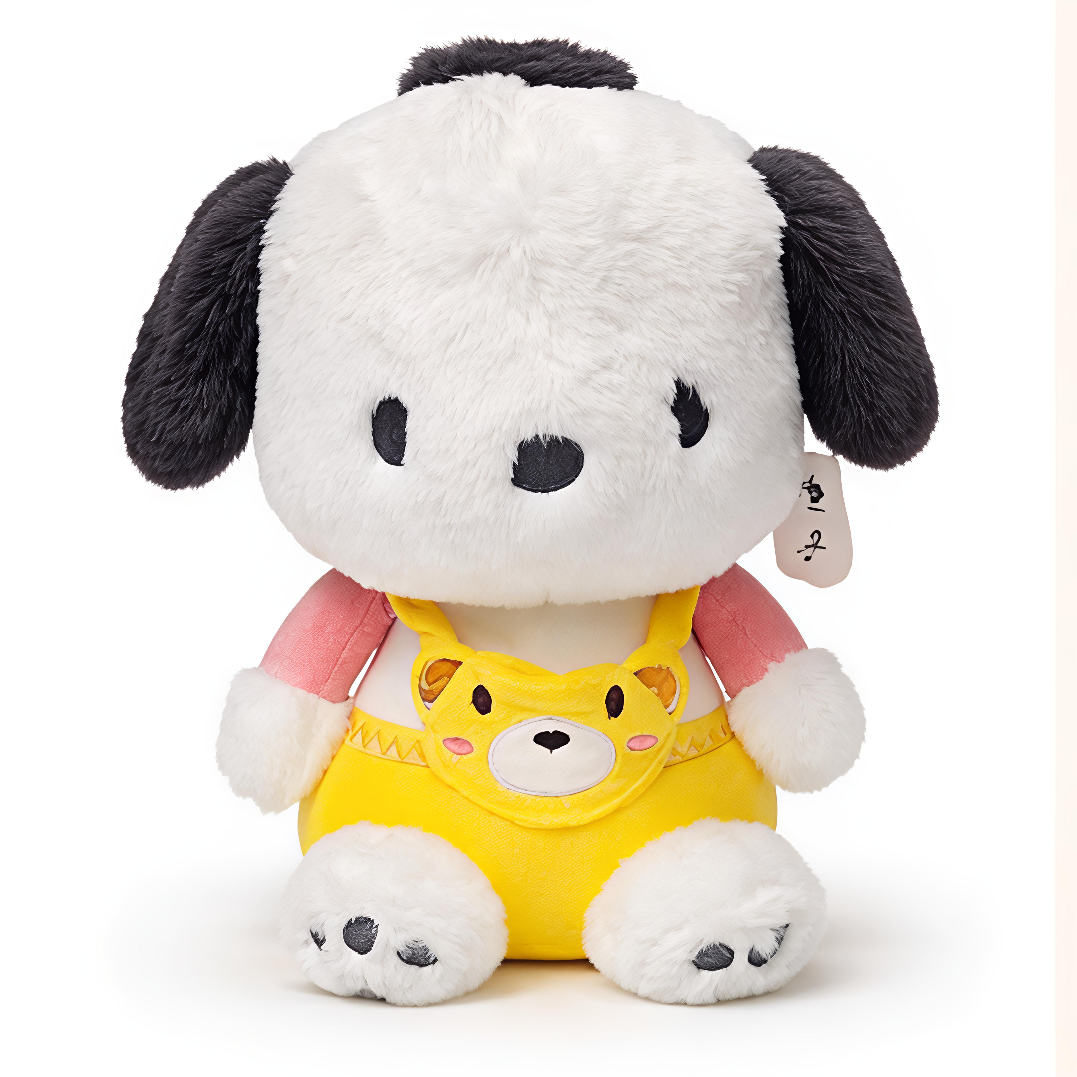 Cute Puppy Plush Toy with Yellow Overalls