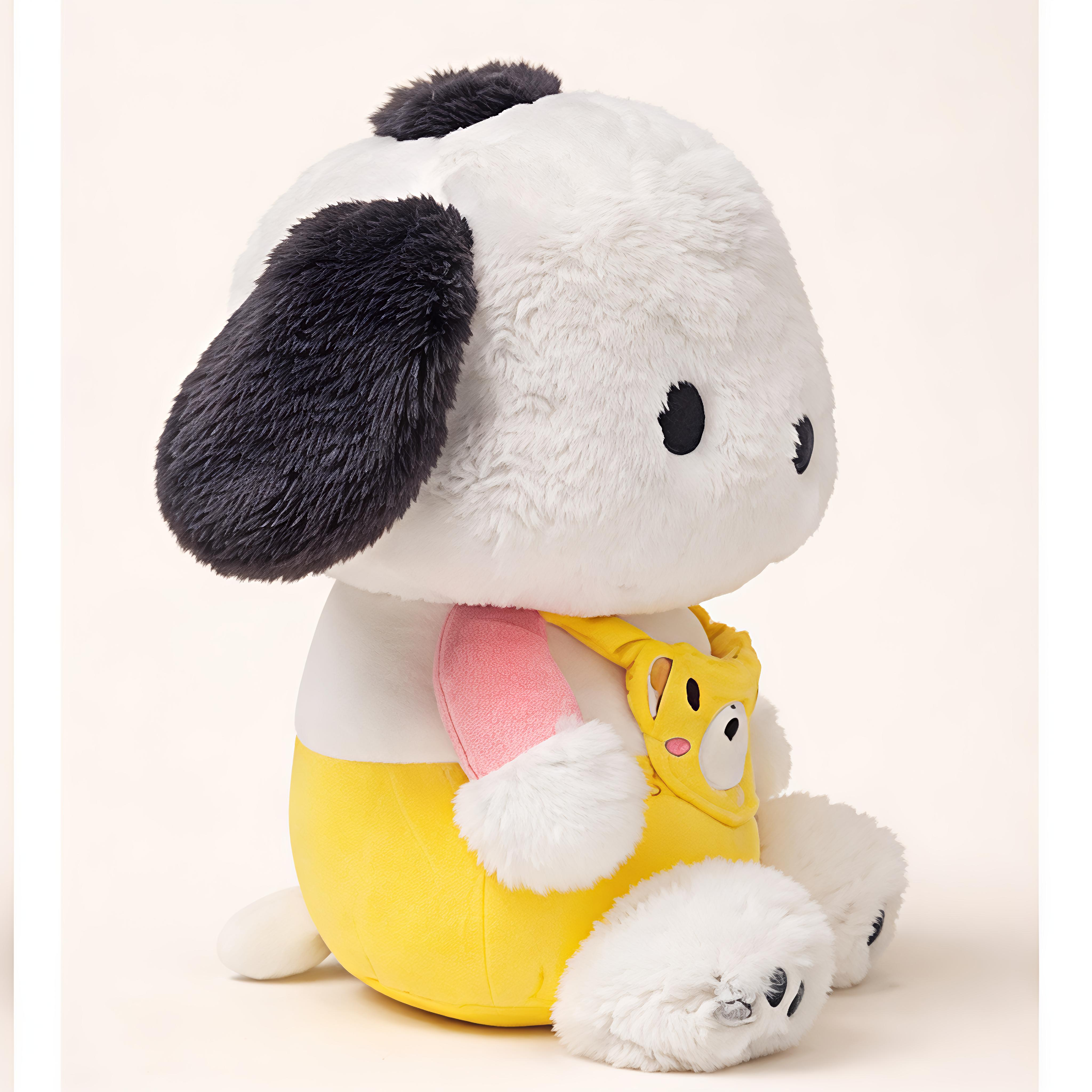 Cute Puppy Plush Toy with Yellow Overalls