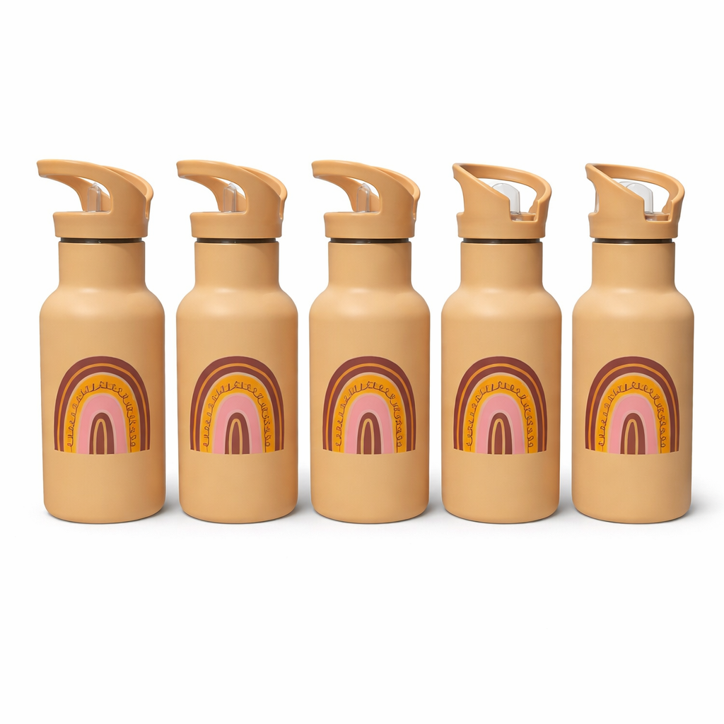 Kids Stainless Steel Insulated Water Bottle with Straw Lid – Rainbow Print