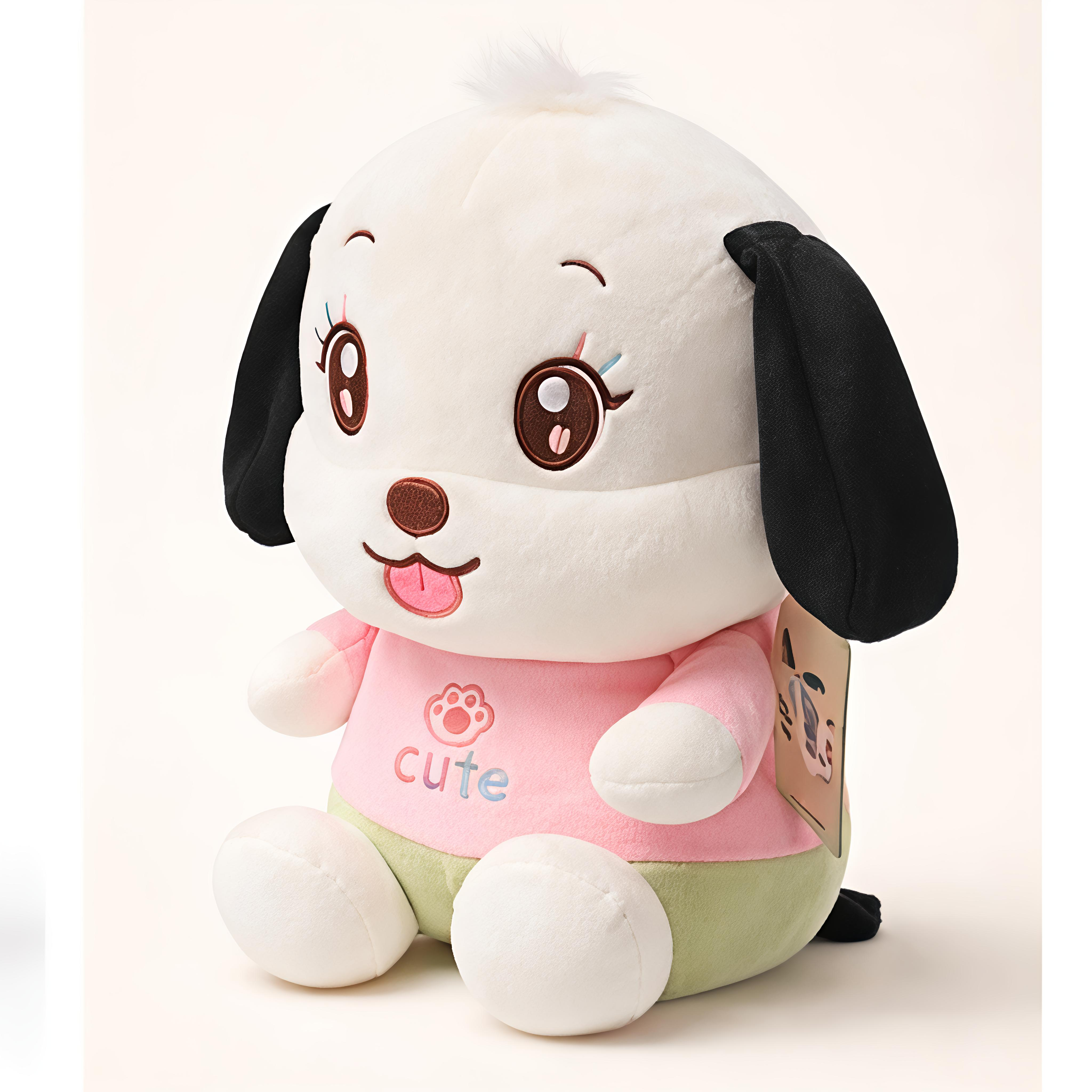 Cute Puppy Soft Toy with Pink “Cute” T-Shirt
