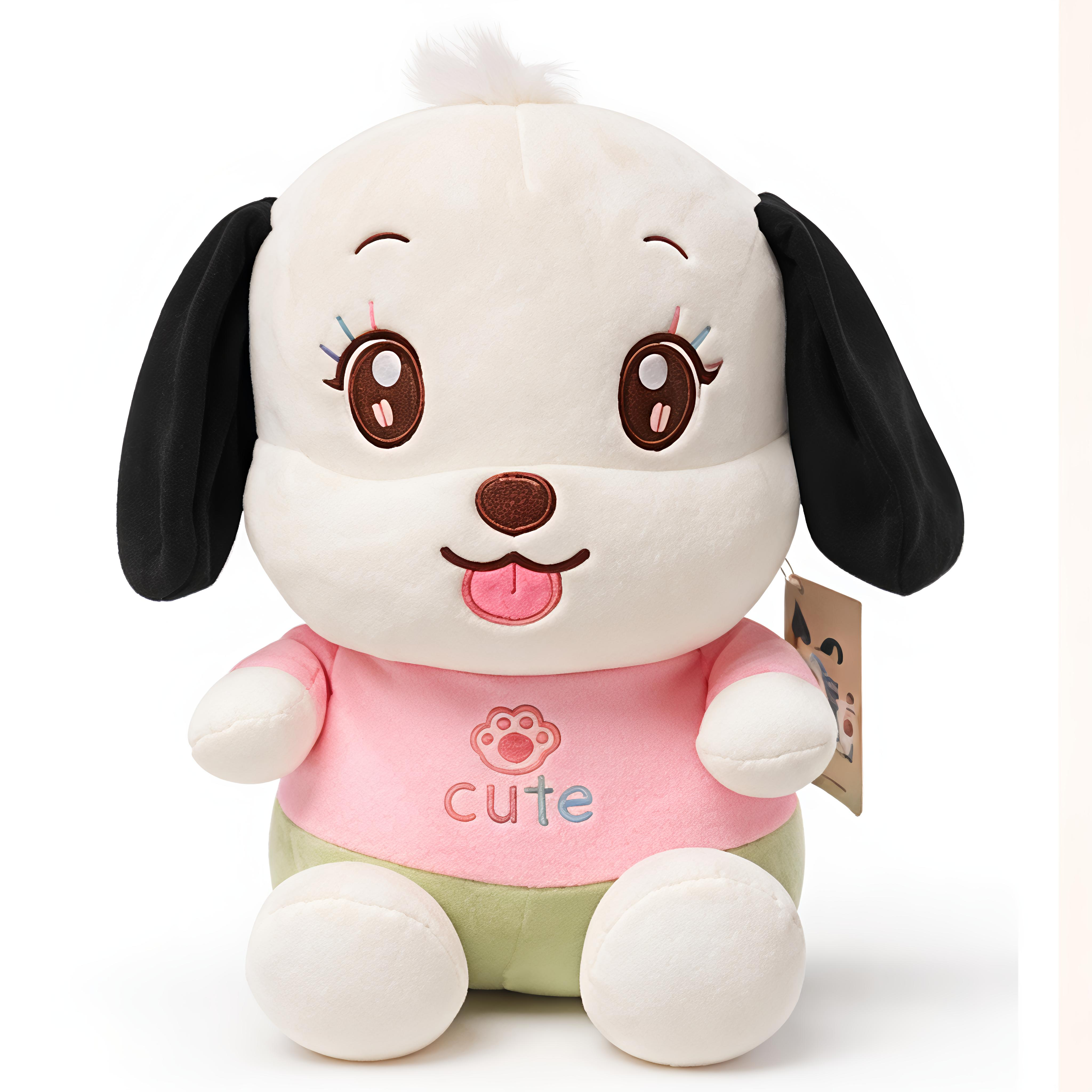 Cute Puppy Soft Toy with Pink “Cute” T-Shirt