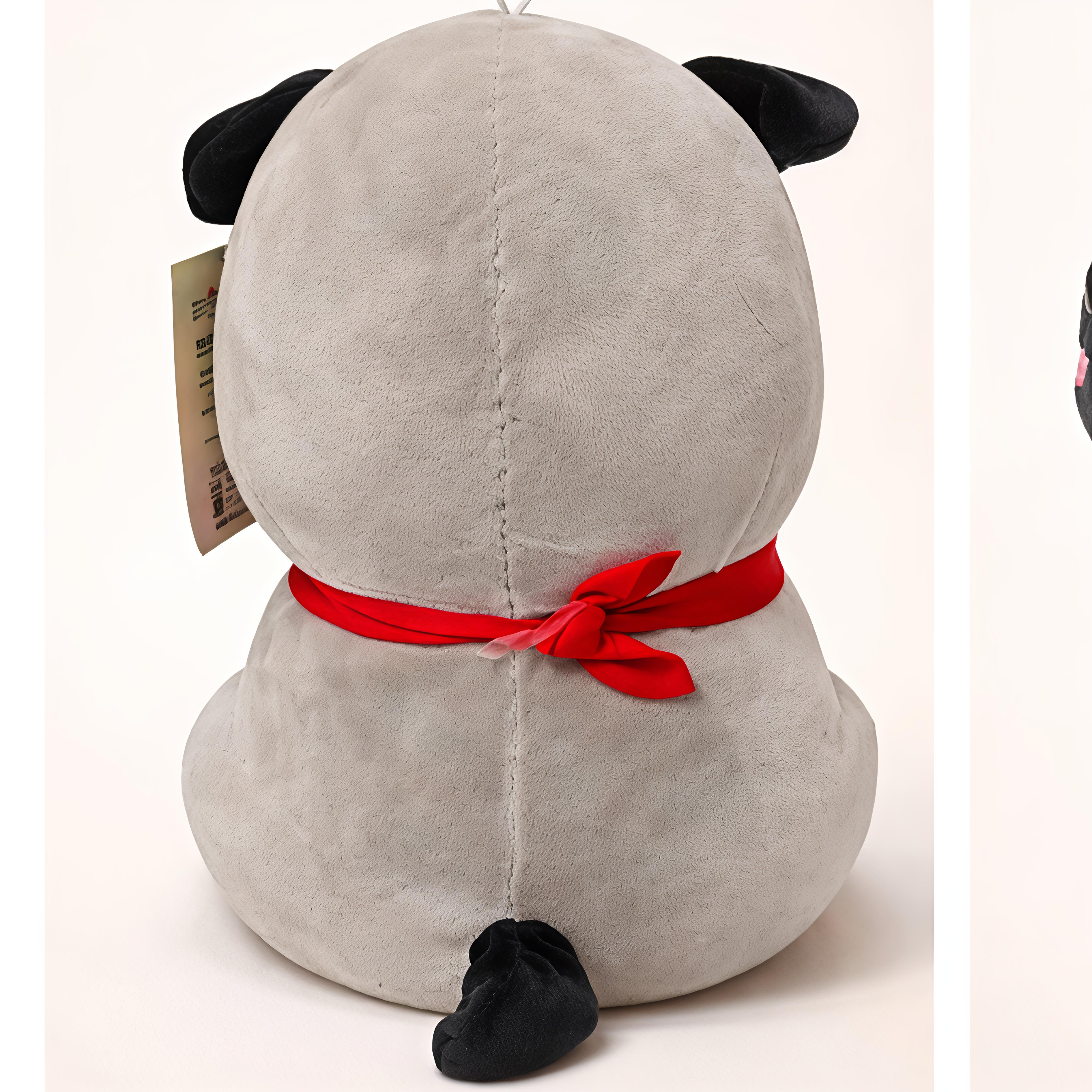 Cute Pug Soft Toy with Red Scarf