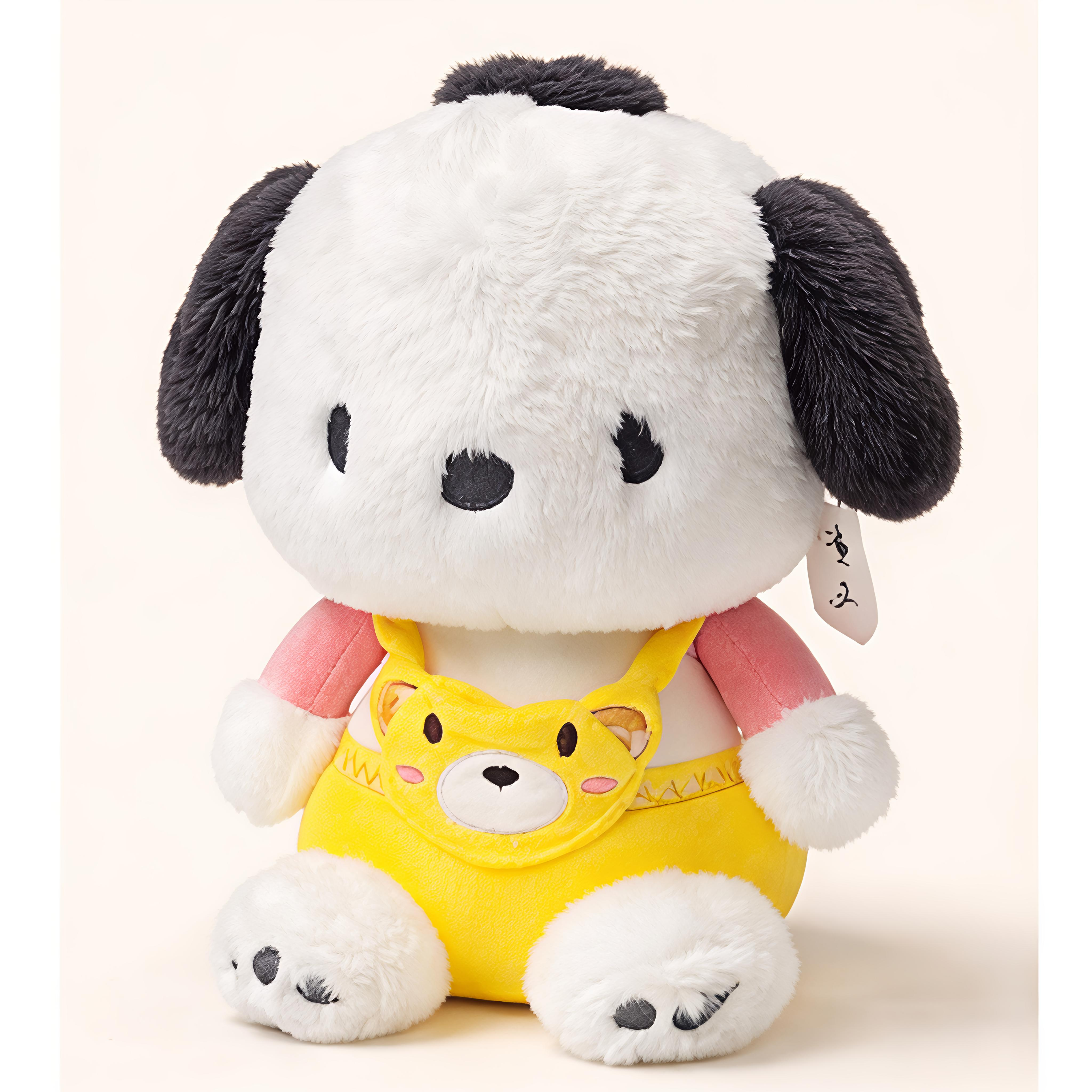 Cute Puppy Plush Toy with Yellow Overalls