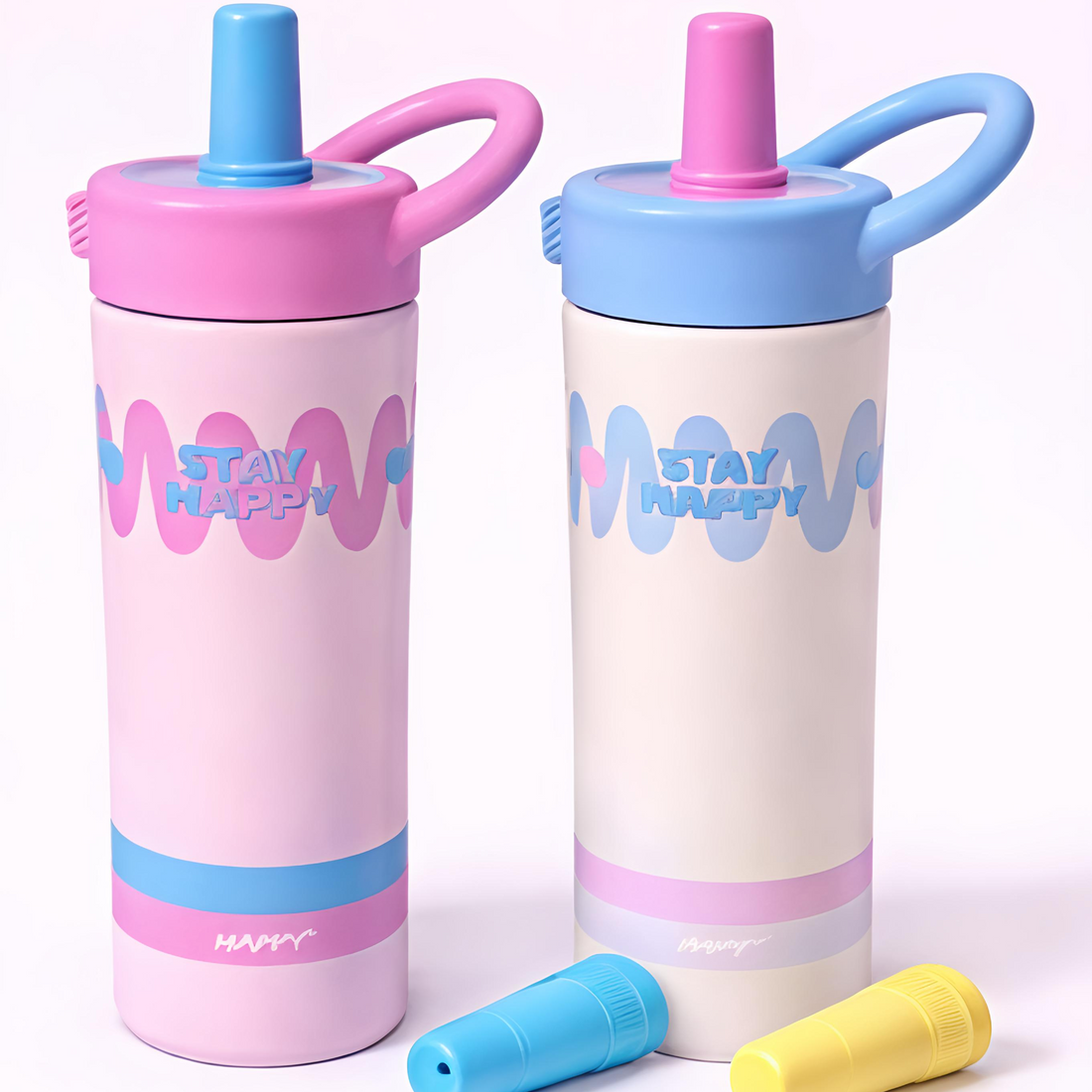 Kids Stainless Steel Sipper Bottle with Straw & Handle