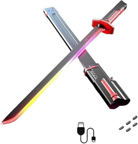 7-Color Flowing LED Spark Sword with Smoke Effect | Rechargeable Light-Up Sword Toy