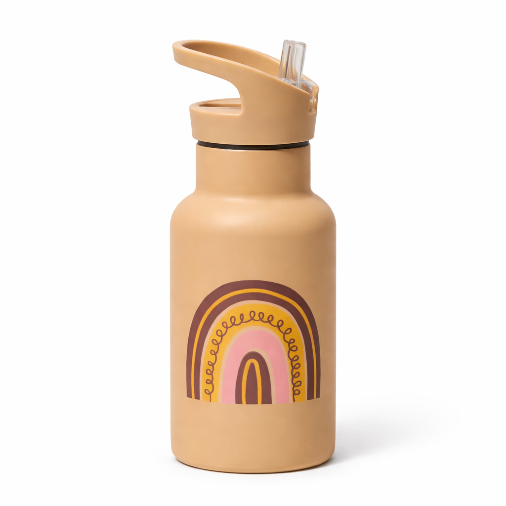 Kids Stainless Steel Insulated Water Bottle with Straw Lid – Rainbow Print