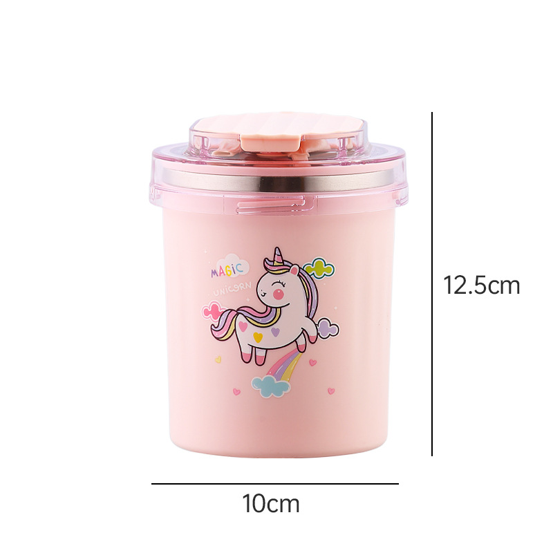 CuddleNest 530ml Stainless Steel Insulated Food Jar | Cartoon Soup Cup for Hot & Cold Meals | Kids School Tiffin | Travel Lunch Container